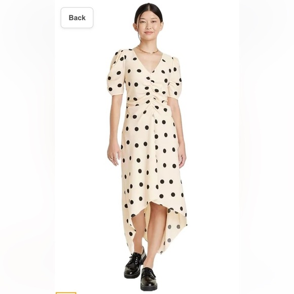 a new day Dresses & Skirts - a new day Cream and black Polka Dots High Low Dress NWT